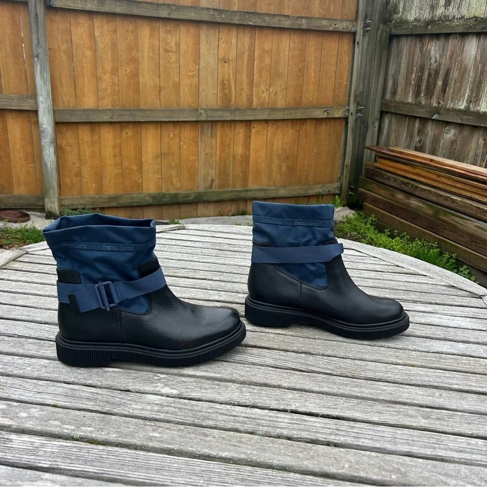 Franco‎ Sarto Jan Snow Boot Black & blue Waterproof All-Weather Lug Sole size 10